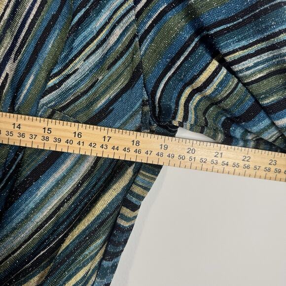 LANE BRYANT Metallic StripeMidi Dress Size 18/20 Plus V-Neck Tie Back 3/4 Sleeve - Picture 3 of 10